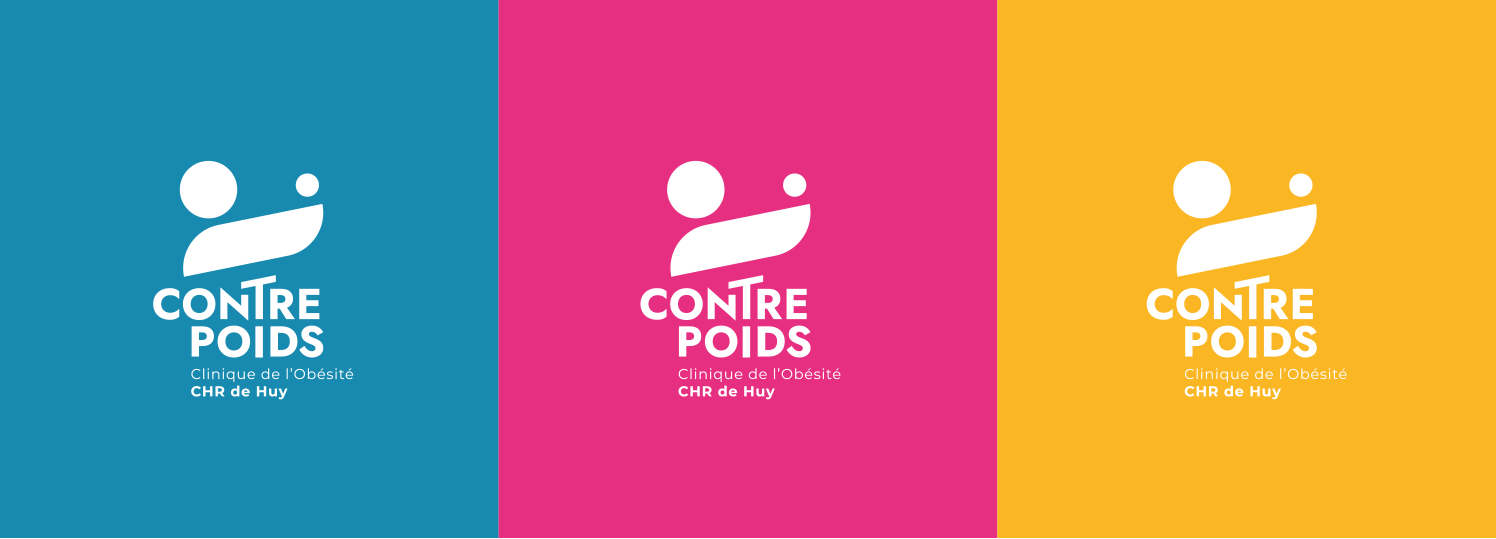 Contre-Poids - CHR de Huy - Clinique de l'obésité - Naming - Logo - Identité visuelle - Branding - Création de site web - Periskop - Agence de communication - Studio graphique - Versions