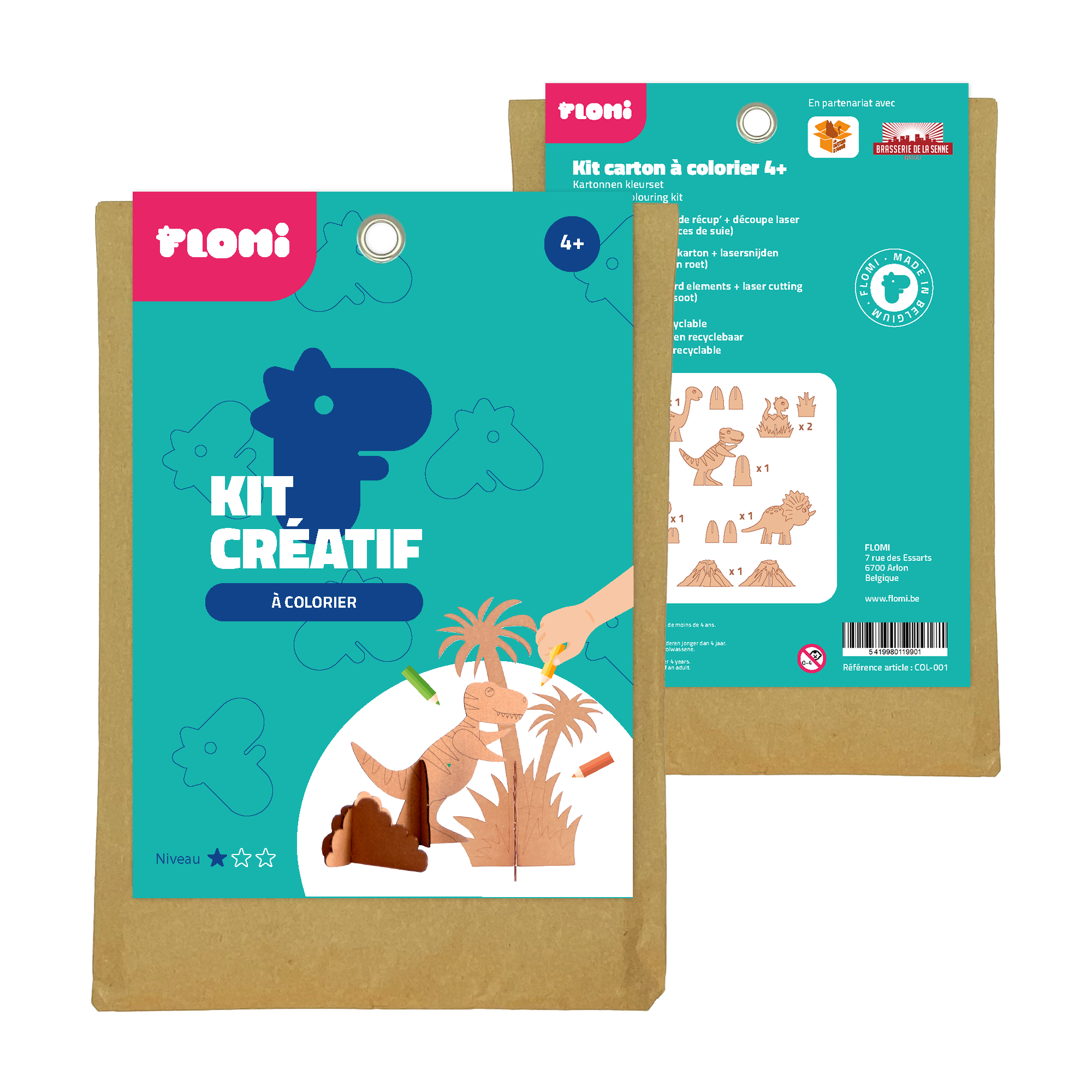 Flomi - Kits jeux enfants - Packaging - Periskop - Agence de communication - Studio graphique - Réseaux sociaux - Kit à colorier